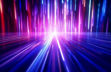 Wall Mural - abstract futuristic background with pink blue glowing neon moving high speed wave lines and bokeh li