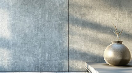 Canvas Print - Blue-gray wallpaper with a soft shadow of a wall panel providing a contemporary look