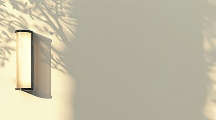 Canvas Print - Light cream wallpaper with a barely visible shadow of a lantern offering elegance