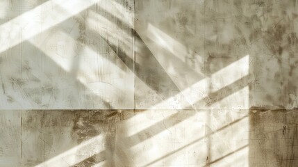 Canvas Print - Light cream wall with a blurred shadow of geometric art creating modern simplicity