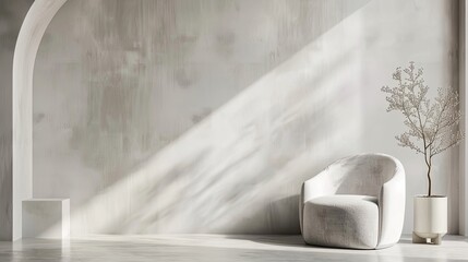 Canvas Print - Gray background with a blurred shadow of an abstract panel offering sleek style