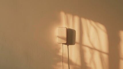 Canvas Print - Beige backdrop with a shadow of a phone charger offering a fresh modern touch