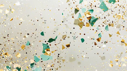 Wall Mural - Taupe background with a burst of mint and gold confetti providing fresh celebration design