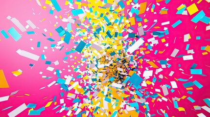 Wall Mural - Magenta wallpaper with neon yellow blue and white confetti creating vibrant festivity