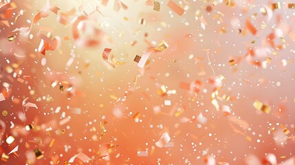 Wall Mural - Warm coral wallpaper with gold peach and ivory confetti offering cheerful celebration