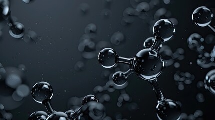 Wall Mural - Dark gray wallpaper with scattered glass molecules providing light reflections and detailed textures