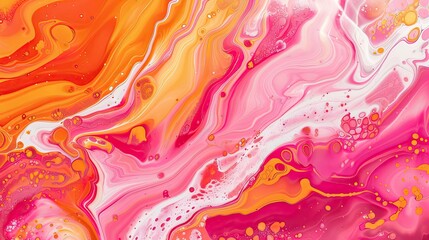 Poster - Bright coral background with swirling pink and orange marbling providing fresh lively energy