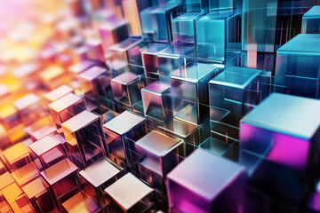 Wall Mural - colorful image of many cubes in different colors. the cubes are arranged in a way that creates a sen