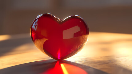 Sticker - Red heart under warm sunlight