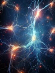 Wall Mural - interconnected neurons in a complex network