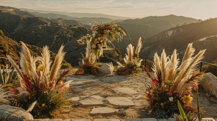 Wall Mural - A beautiful wedding ceremony is taking place on a mountain top