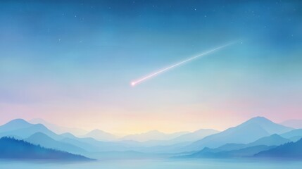 Wall Mural - a beautiful blue sky with a bright orange streak of light shooting across it