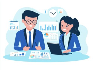 Poster - Business professionals discussing data