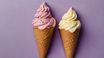 Wall Mural - appetizing ice cream flat lay aesthetic setup background
