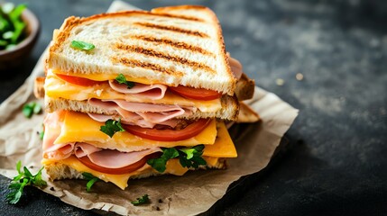 Wall Mural - A delicious and hearty ham and cheese sandwich.