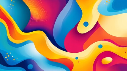 Poster - Abstract art made with swirls of blue, purple, pink, orange and yellow paint.