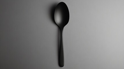 Poster - A black spoon on a gray background.