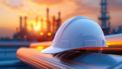 Hard Hat With Oil Plant Reflection