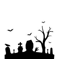 Wall Mural - Halloween Graveyard Land Silhouette