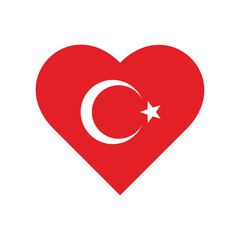 Love icon flag of Turkey isolated on white. Vector illustration