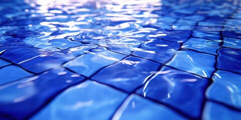 Wall Mural - Blue Swimming Pool Water with Grid Pattern