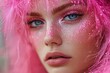 © Minerva Studio - Attractive young woman posing with glitter makeup and pink hair