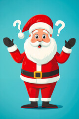 Sticker - A cartoon santa claus with question marks on his face