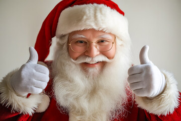 Canvas Print - A man dressed as Santa Claus giving a thumbs up