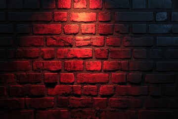 Wall Mural - brick wall texture at night background with red bricks spotlight background - generative ai