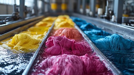 Colorful Dyeing Process of Textiles in Factory