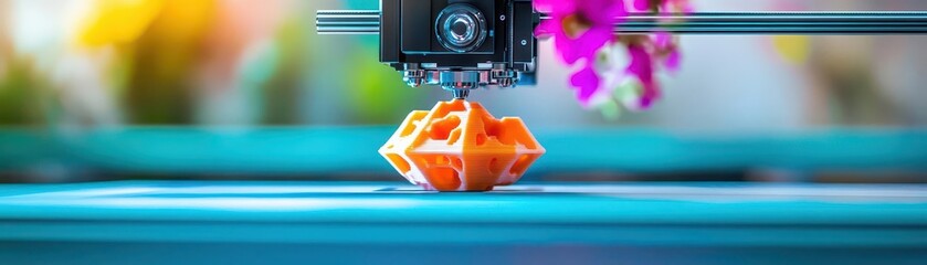Fototapete - A 3D printer creating a complex part layer by layer, symbolizing additive manufacturing, 3D printing production, technology manufacturing