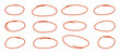 © Luki - Set of hand drawn orange circles. Vector elements for highlight markers on ads, promotions, notes.