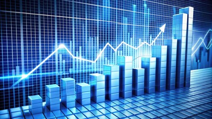 abstract blue and white grid background with 3d graph and financial charts, symbolizing budgeting, f