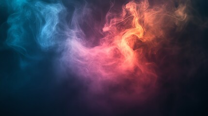 Wall Mural - Abstract colorful smoke swirls against a black background.