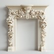 © FarhaStock - An ornate white fireplace mantel, richly carved with floral patterns, a focal point of grace.