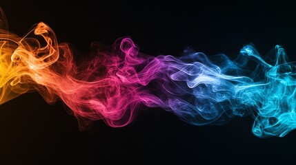 Wall Mural - Abstract colorful smoke swirls against a black background.