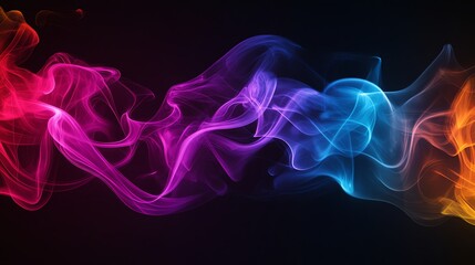 Wall Mural - Abstract colorful smoke swirls against a black background.