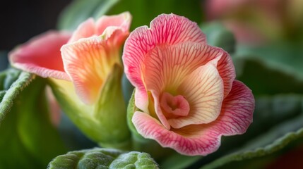 Colorful Gloxinia bud poised to bloom