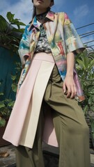 Sticker - Colorful Urban Fashion: A Bold Combination of Textures and Hues