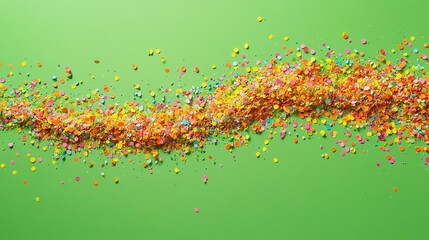 Wall Mural - Colorful confetti on a green background.