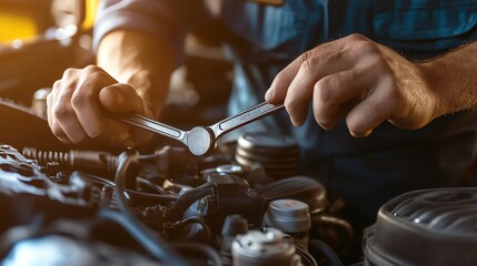 A mechanic working on a car's engine.