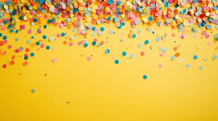 Wall Mural - Colorful confetti on a yellow background.