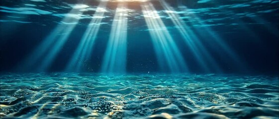clear blue underwater ocean. underwater background, ocean or sea surface seen from under water. rays
