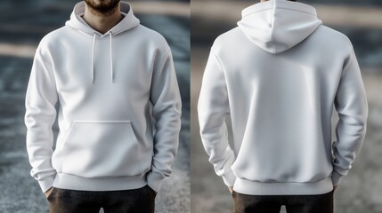 front and back white hoodie mock up 