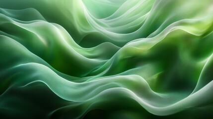 Poster - Ethereal Green Waves of Abstract Silk Fabric