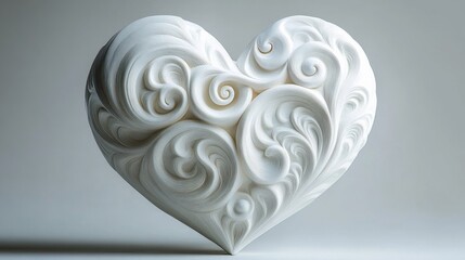 Canvas Print - Intricate White Swirl Heart Sculpture