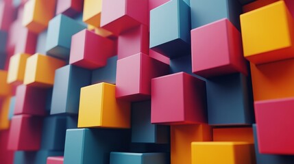 Poster - Colorful Geometric Cubes