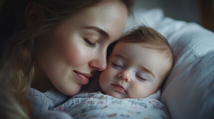 Wall Mural - Mother and Baby Sharing a Tender Moment