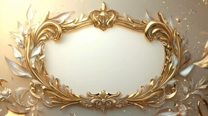 Poster - Ornate Gold Frame with Floral Design