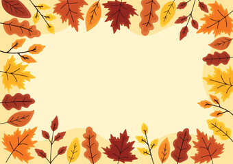 Wall Mural - fall leave border background vector illustration autumn frame template for banners presentations